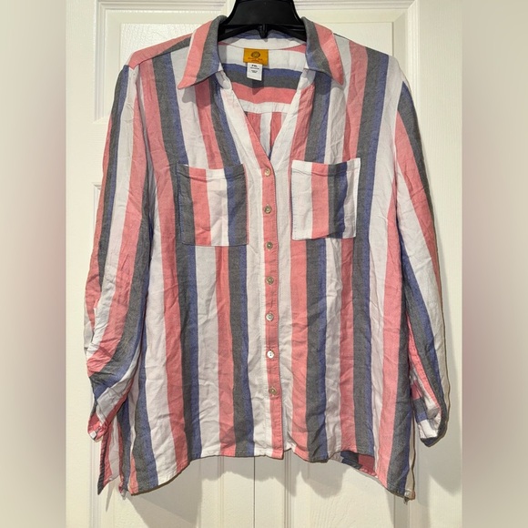 Ruby Rd Striped Button-Up Shirt. Flowy size Petite XL. VGUC - Picture 1 of 9